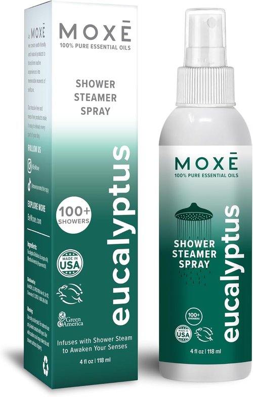 MOXĒ Eucalyptus Oil Shower Mist - Natural Aromatherapy Spray for Sinus Relief | 4 Ounces