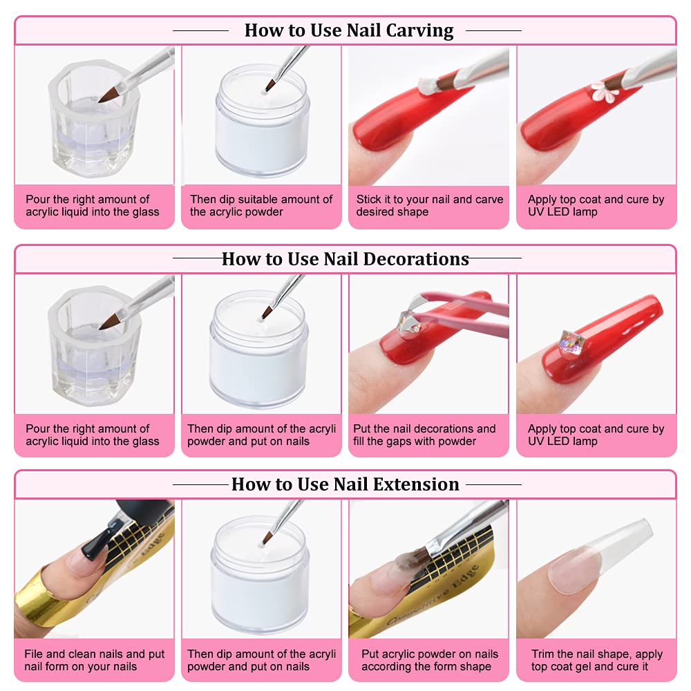 Skiennix Pink Acrylic Powder - Professional Lasting Nail Extension | 1.58oz for Beginners & Salons