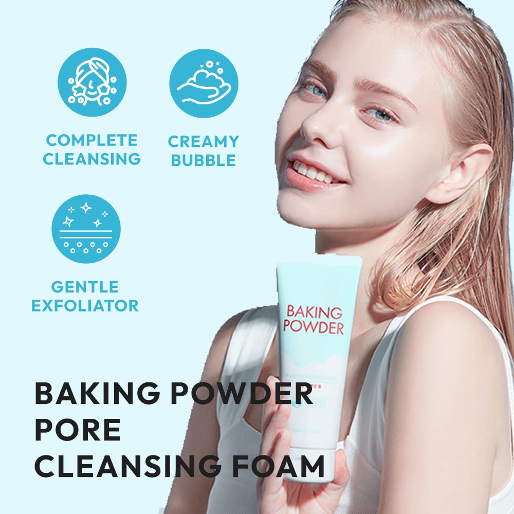 ETUDE Baking Powder Face Wash - Deep Cleansing Foam for Gentle Exfoliation | Korean Skin Care (5.64 oz)