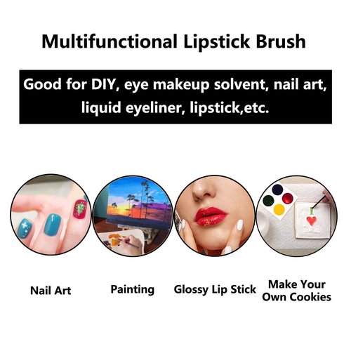 100 Pcs Disposable Makeup Lip Brushes Lipstick gloss brush Lip Gloss Applicators with Soft Brush Head Cosmetic Lip Brush Wands mini paint brushes for cookies (White)