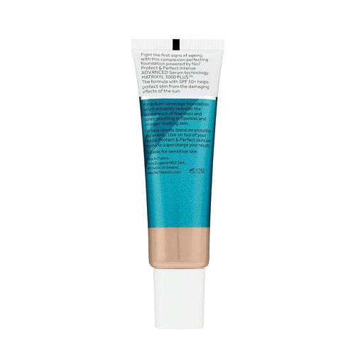 No7 Protect & Perfect Advanced Foundation - Age-Defying Makeup with SPF 50 - Calico, 30ml for Redness Reduction & Pore Blurring