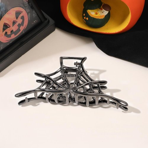 AIUPUOC Metal Black Spider Web Hair Clip for Women, 1Pcs, Medium, Halloween Themed, Metal Material, Hair Clip, Hair Accessory, Party Hair Decorations, Cosplay, Travel, Work, Everyday Wear