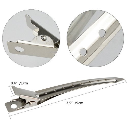 Bantoye Duck Bill Clips - 3.5 Inches Rustproof Metal Alligator Hair Styling Clips | Silver, 24 Packs