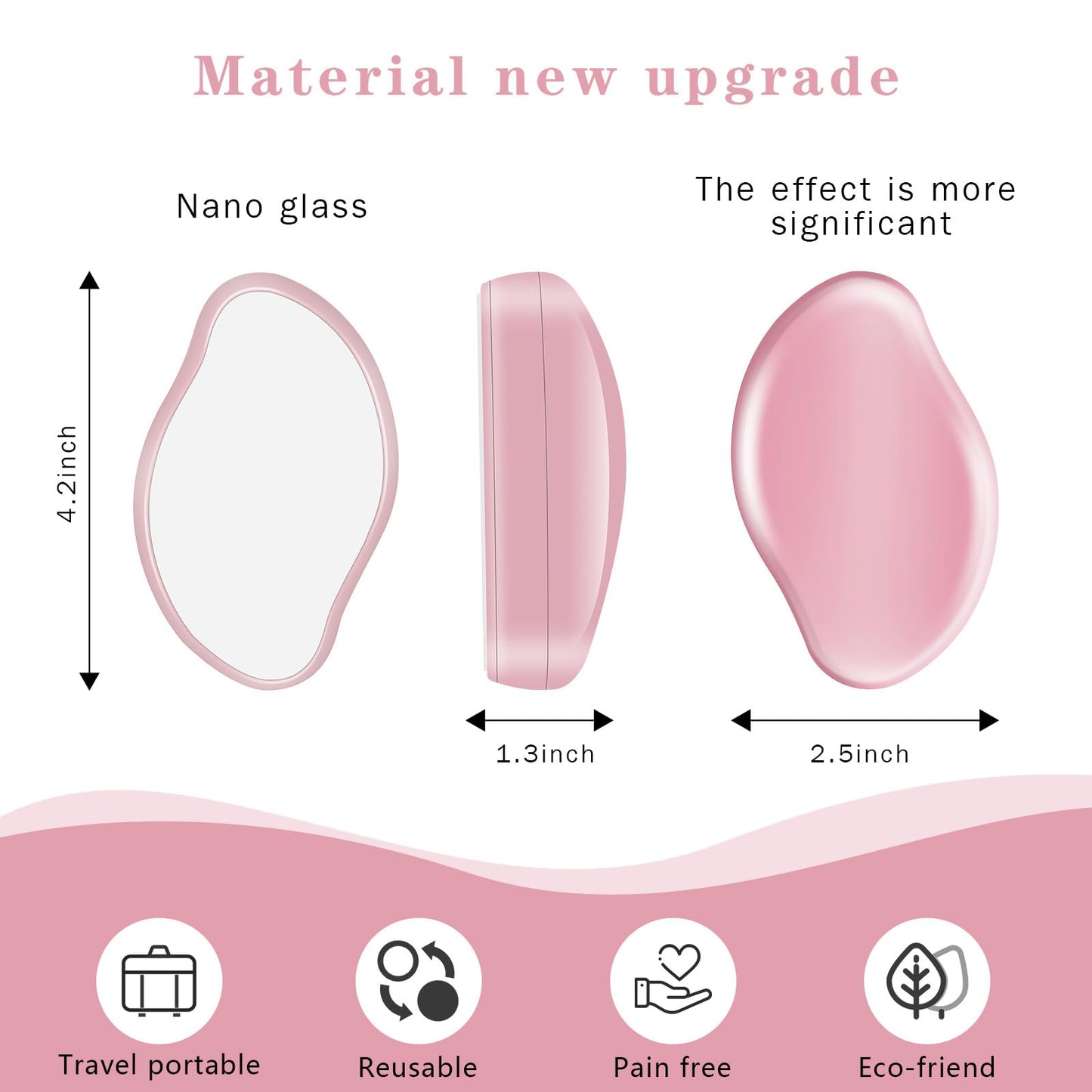 Crystal Hair Eraser for Women and Men, Reusable Crystal Hair Remover Magic Painless Exfoliation Hair Removal Tool, Magic Hair Eraser Device for Back Arms Legs (Pink)