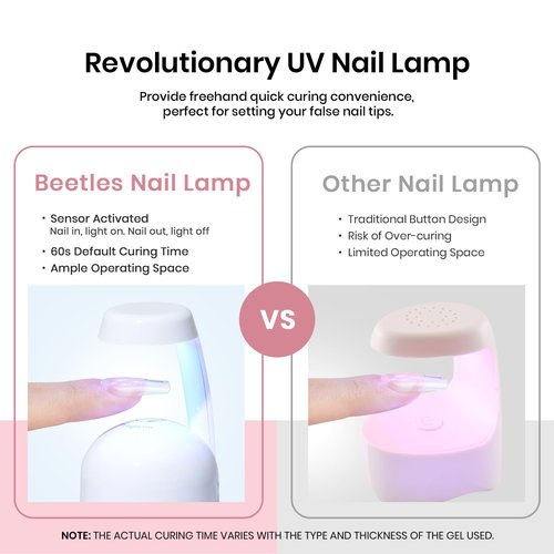 Beetles Gel Nail Kit Short Square with Nail Dehydrator and Primer, 576Pcs Half Matte Etch-X Gel Tips Solid Glue Mini Lamp Acrylic Tips Easy DIY Extension Set Gift for Women