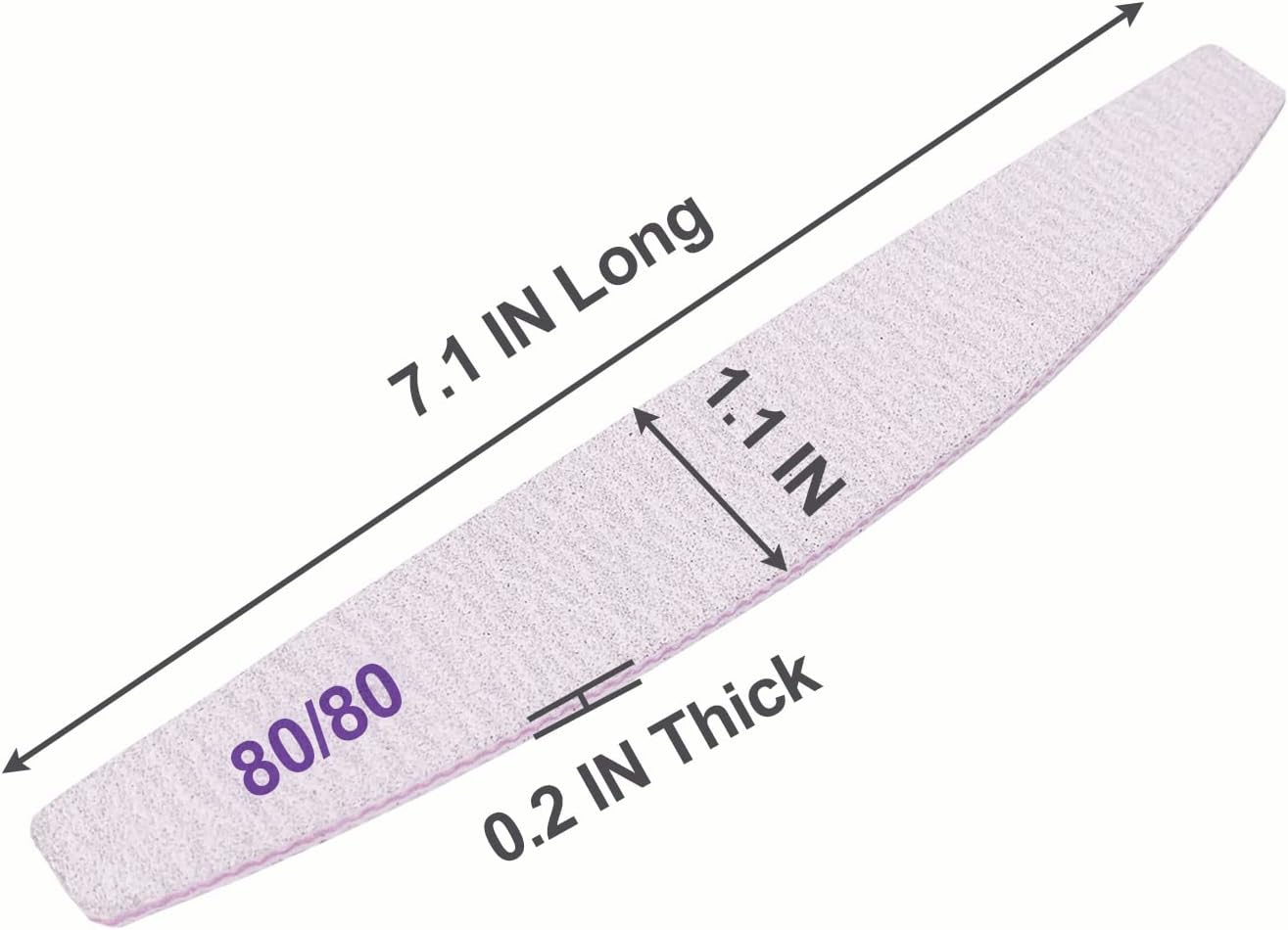 Skiennix 80/80 Grit Nail Files - Professional Double-Sided Emery Boards for Acrylic & Gel Nails | 10 Pack, Curved Gray