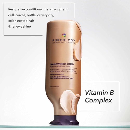 Pureology Nanoworks Gold Conditioner - Restores & Strengthens Very Dry, Color-Treated Hair | Sulfate-Free & Vegan