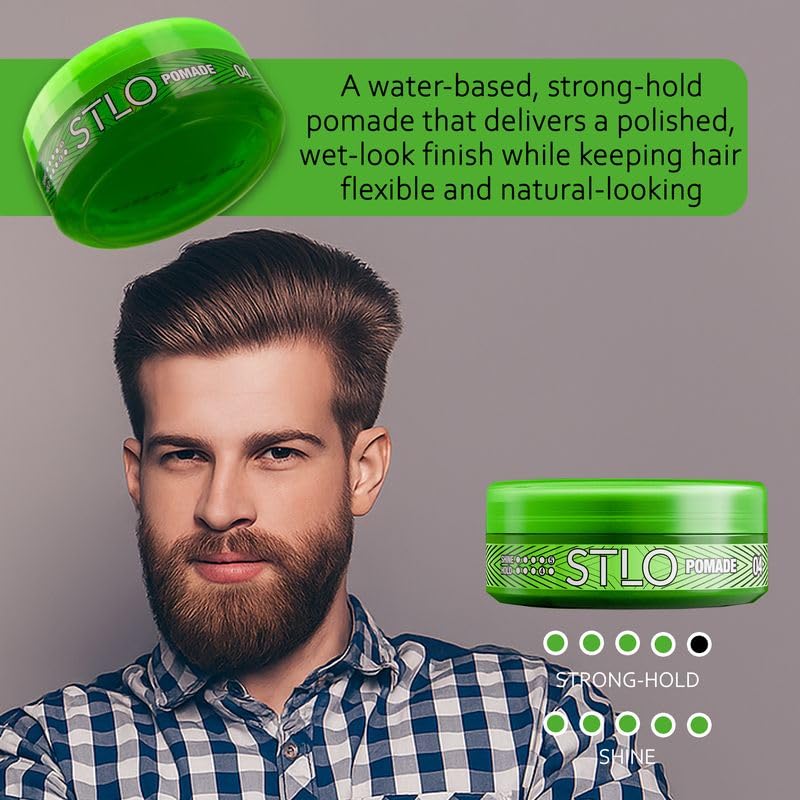 STLO Pomade - High Shine Hair Styling Cream for Medium Hold & Frizz Control | All-Day Professional Look