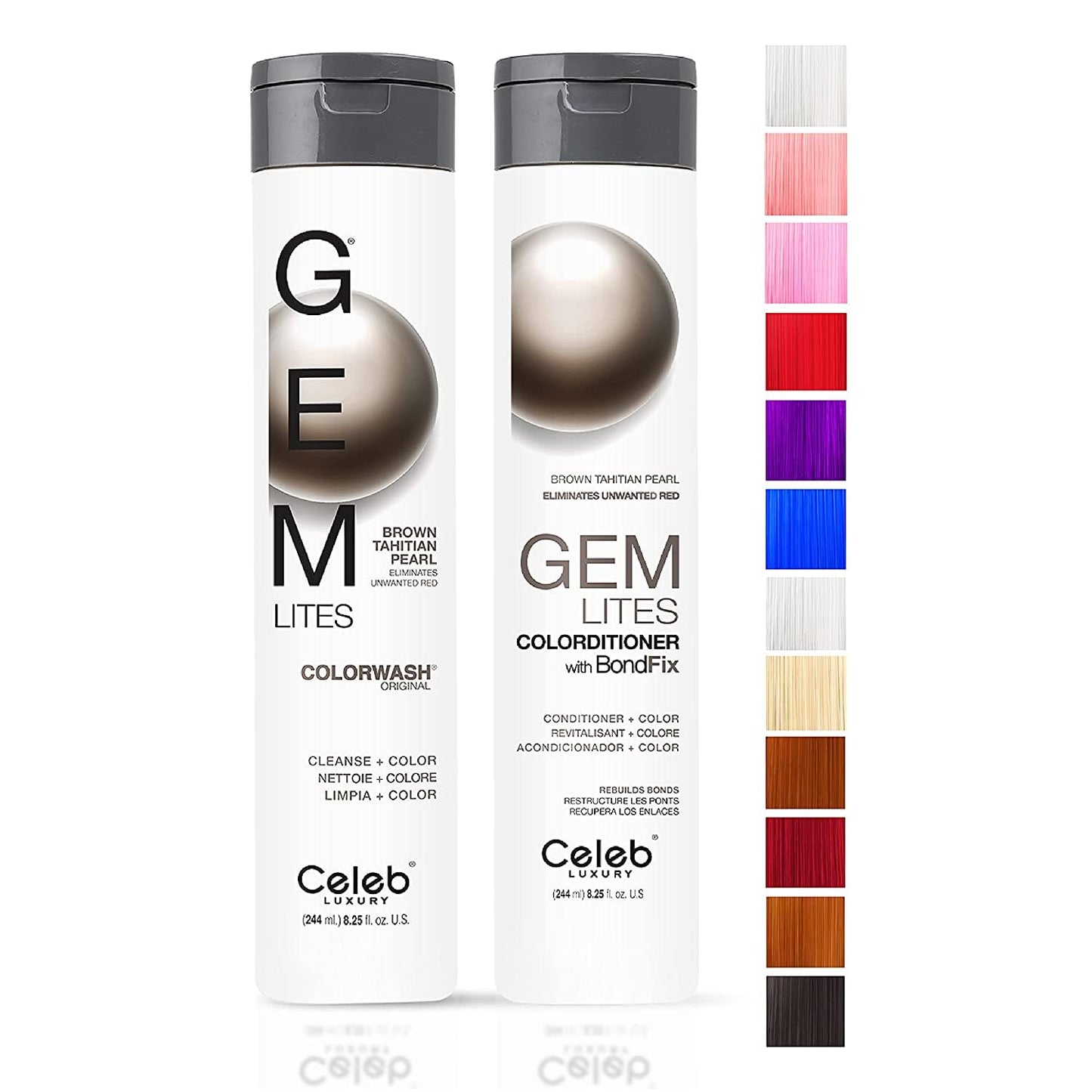 Celeb Luxury Gem Lites Duo Color Depositing Shampoo & Conditioner Set | Vegan Brown Tahitian Pearl