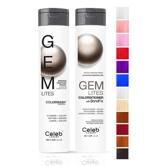 Celeb Luxury Gem Lites Duo Color Depositing Shampoo & Conditioner Set | Vegan Brown Tahitian Pearl