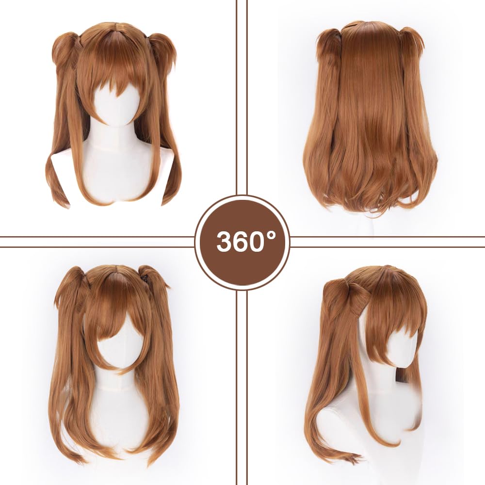 SEISAIDO Long Orange Wig Anime Cosplay Wig With 2 Detachable Ponytails Straight Hair + Cap for Halloween Costume Party