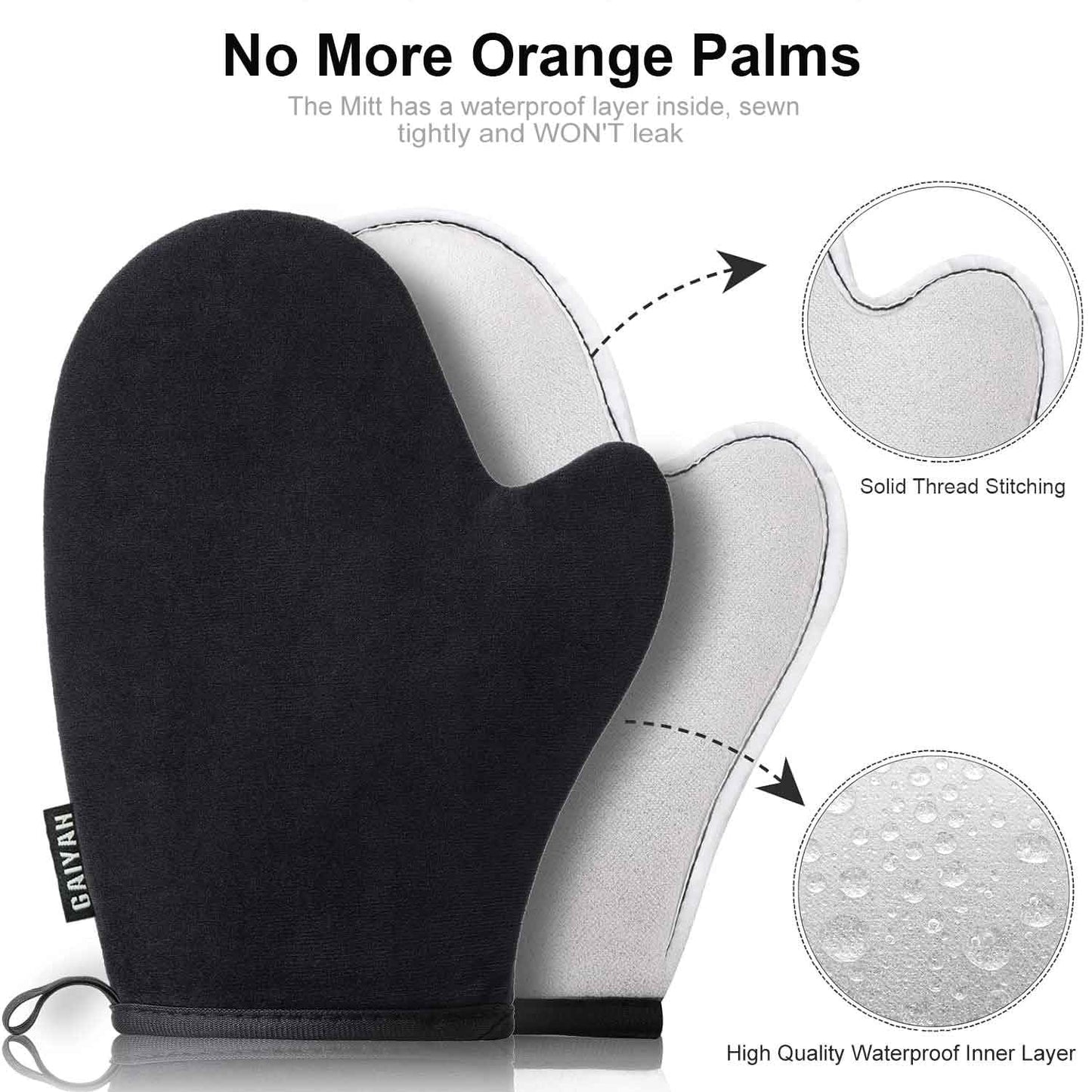 Skiennix Self Tanning Mitt Applicator Kit - 3-in-1 Tanning Glove & Kabuki Brush Set for Perfect Tan