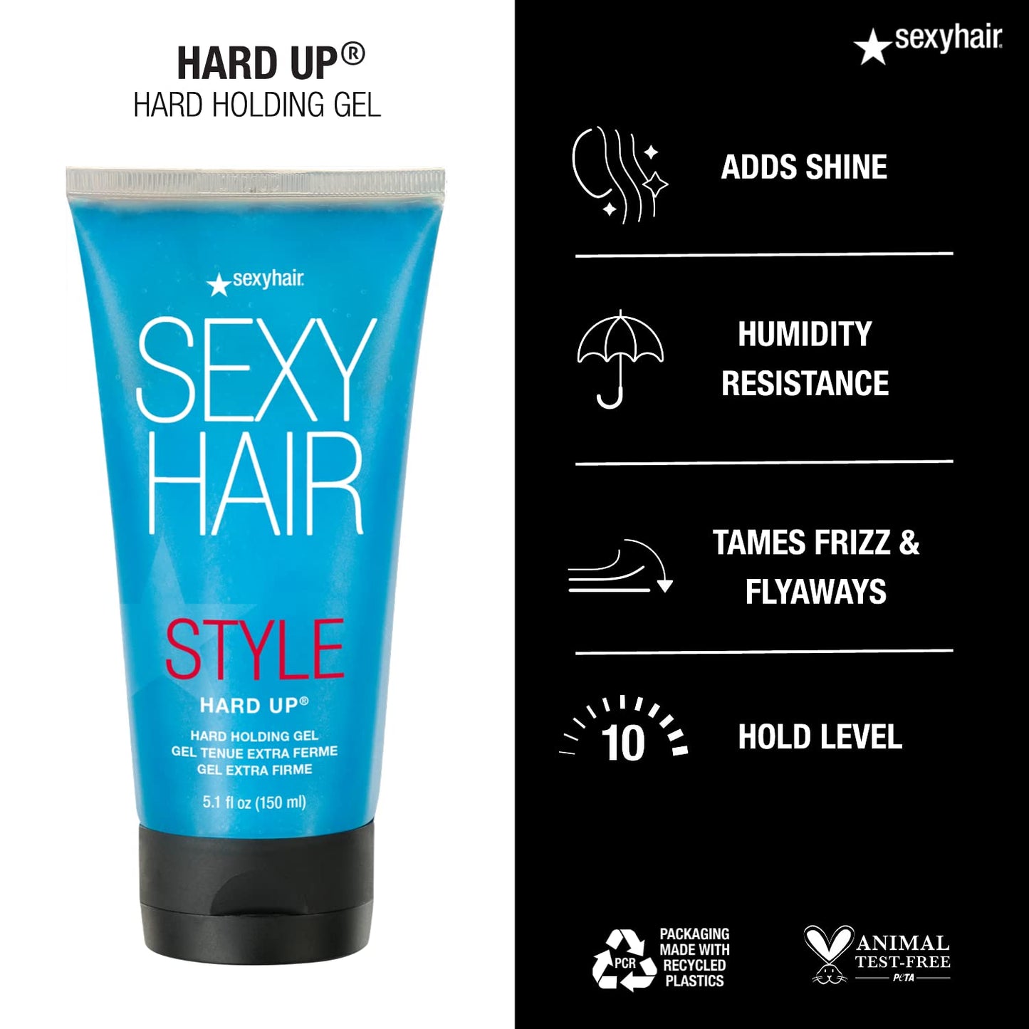 SexyHair Hard Up Gel - Extreme Hold Styling Gel | Non-Flaking Formula for All Hair Types