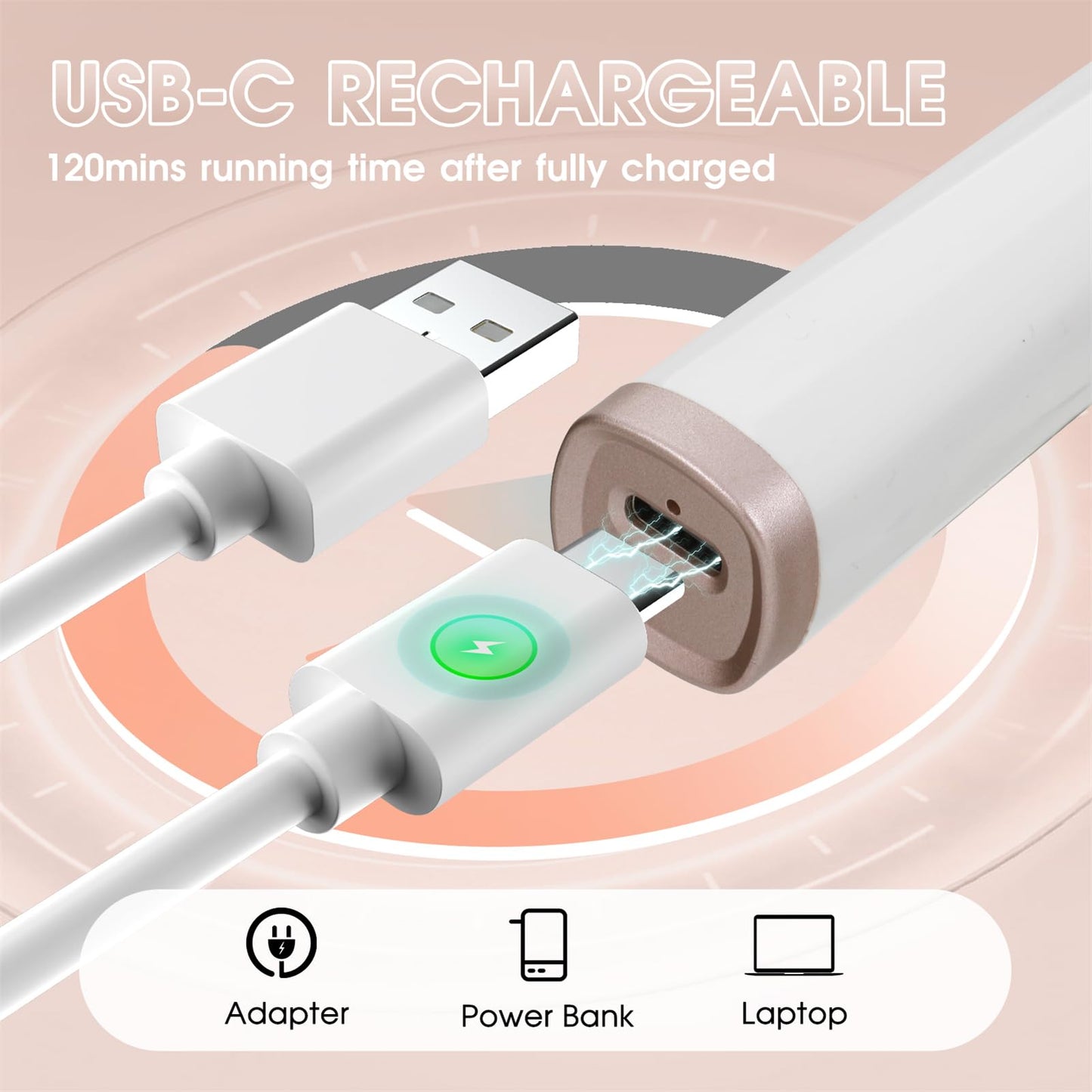 Founouly 5 in 1 Electric Women Bikini Trimmer, Waterproof Wet and Dry Uses Replaceable Ceramic Blade Heads USB Rechargeable Body Safety Clipper,White