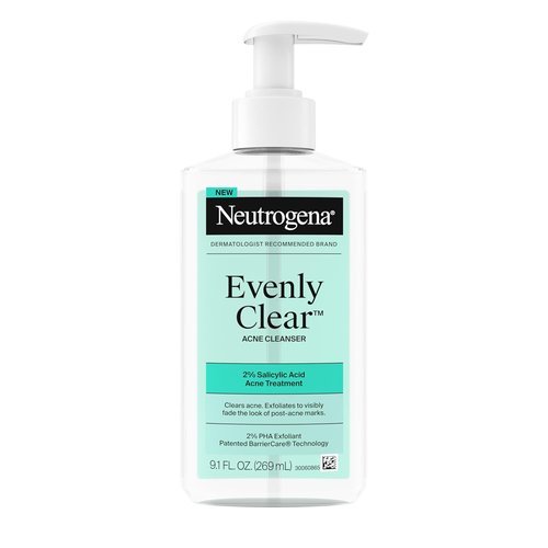 Neutrogena Evenly Clear Acne Cleanser - Gentle Foaming Face Wash with 2% Salicylic Acid & PHA | 9.1 fl. oz