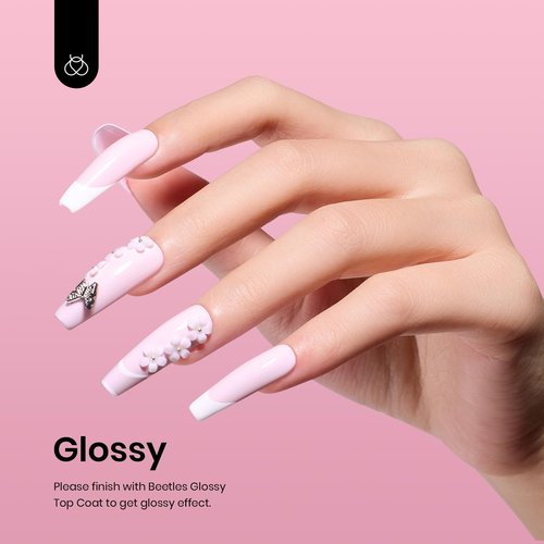 Beetles Pink Gel Polish - Barely Pink 15ML/0.51Fl Oz, Light Pink Gel Nail Polish, Soak Off UV LED Lamp Nail Art, Long-Lasting Manicure Salon DIY Home Easter Spring Nails