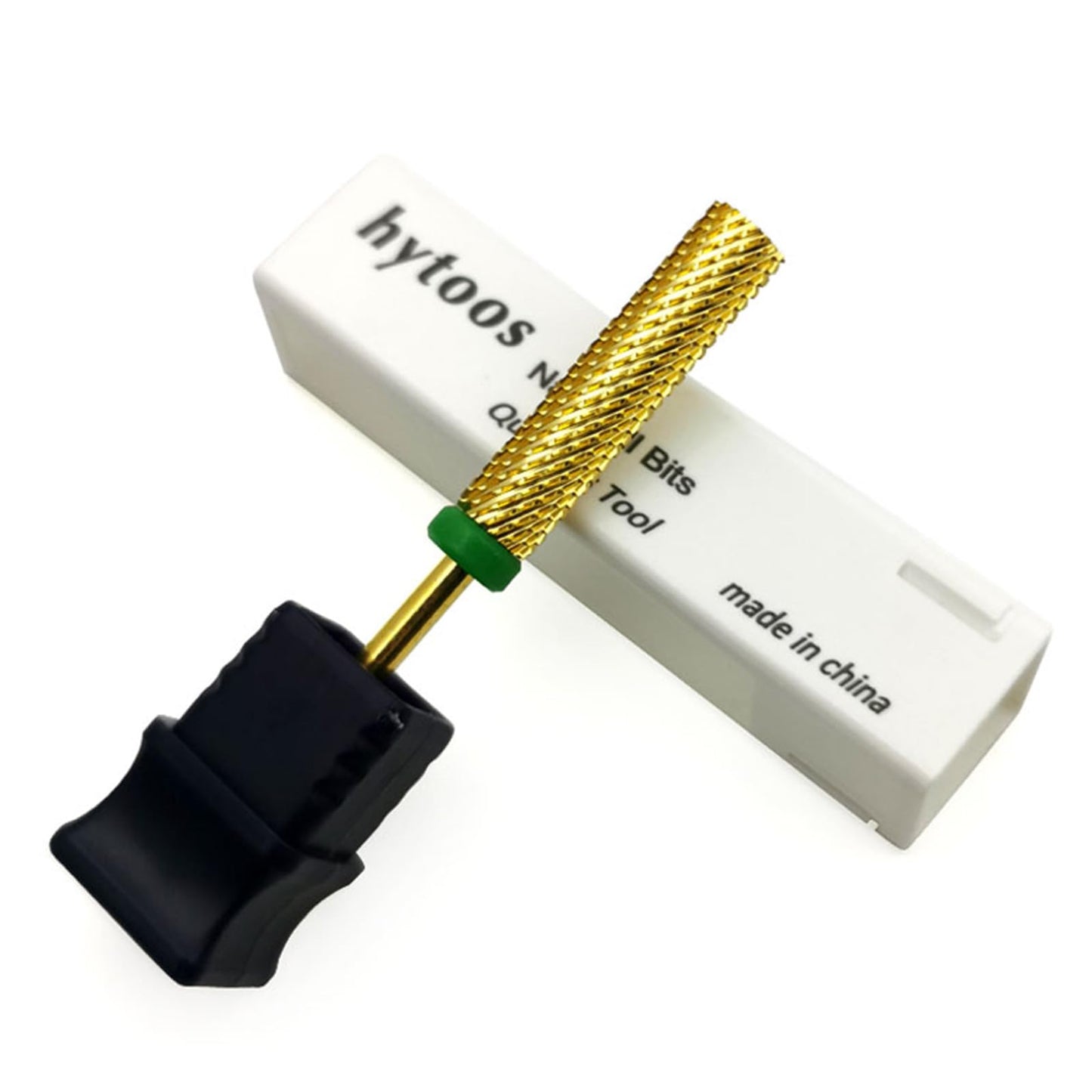 HYTOOS Super Long Nail Drill Bits, 24mm Gold Flat Top Barrel Carbide Nail Bit, 3/32" Two-way Rotate Drill Bits for Nails, Electric Drill Accessories, Remove Acrylic Nail Art Gel, C