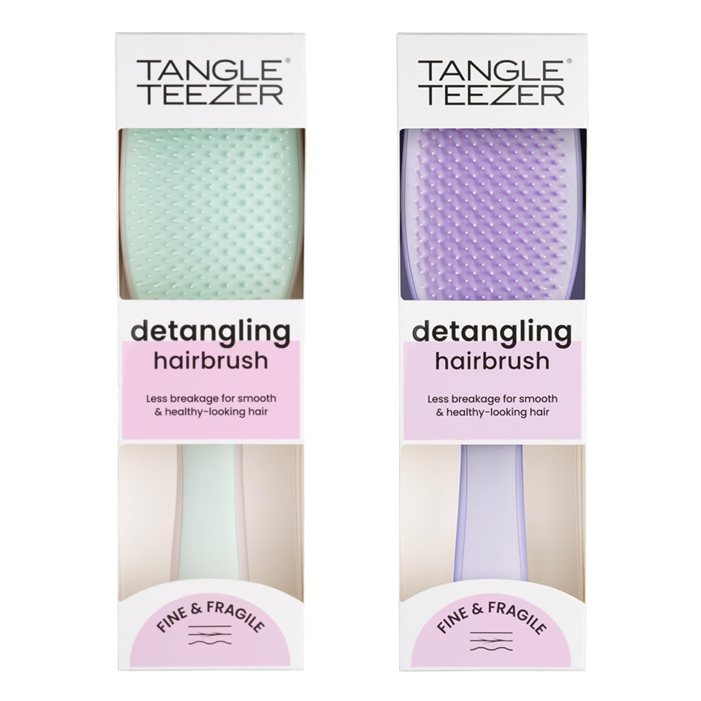 Tangle Teezer Ultimate Detangler Brush Duo - Fine & Fragile Hair Care | Purple & Pink/Mint