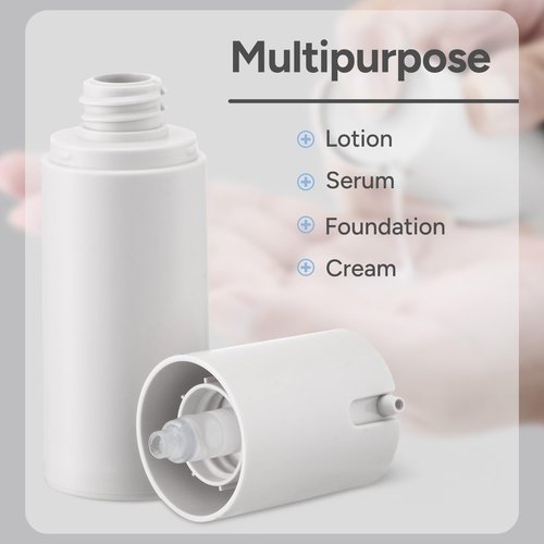 Airless Pump Bottles Travel: Lotion Dispenser for Small Size - Empty Shampoo Containers - Mini Vacuum Jar for Cream - 1 oz Plastic Gray