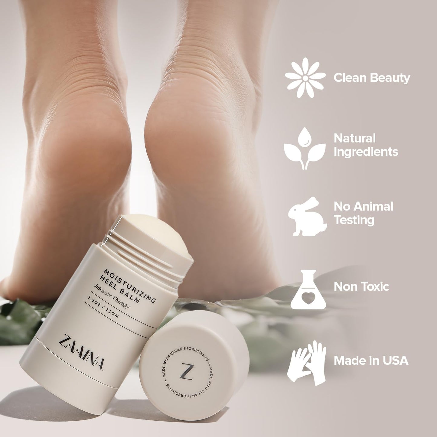 ZAAINA Intensive Heel Balm Stick - Miracle Foot Repair Cream for Dry, Cracked Feet - 2.5 oz Tube