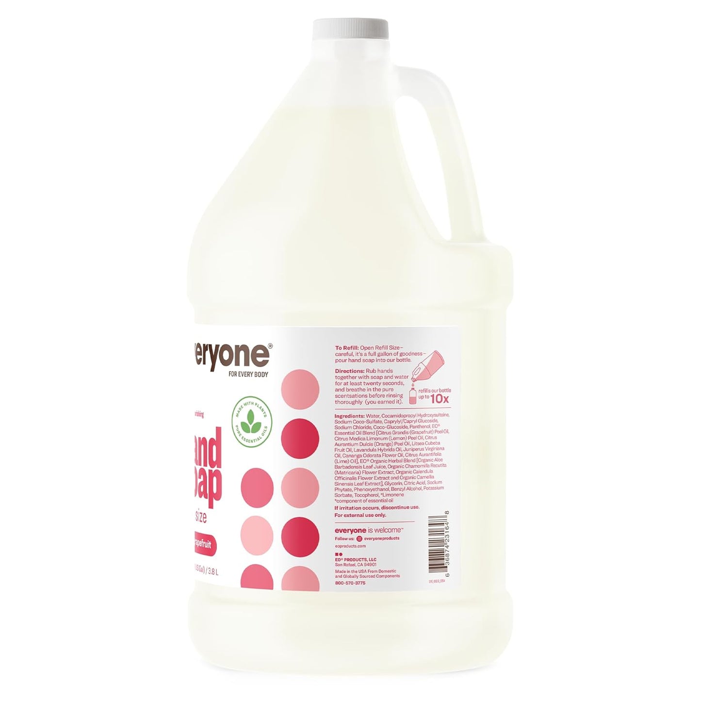 Everyone Liquid Hand Soap Refill - Ruby Grapefruit Scent | 1 Gallon, Made with Essential Oils for Kitchen & Bathroom