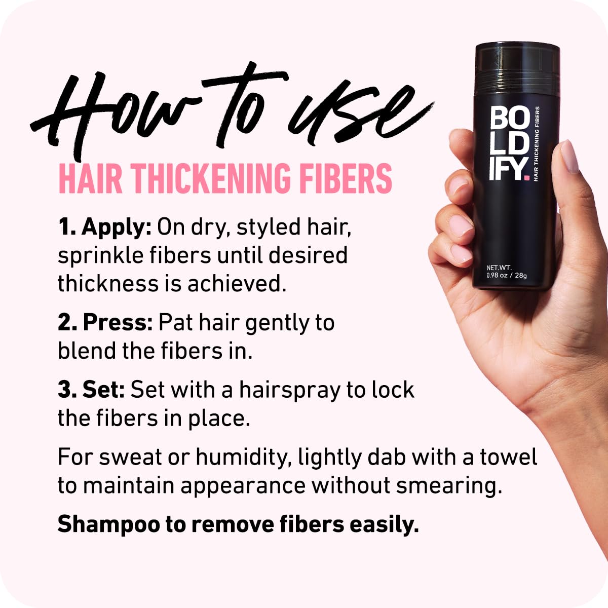 BOLDIFY Hair Fibers - Instantly Thicker & Fuller Hair for Thinning Hair - 12.5g | Light Brown - 14 Shades Available
