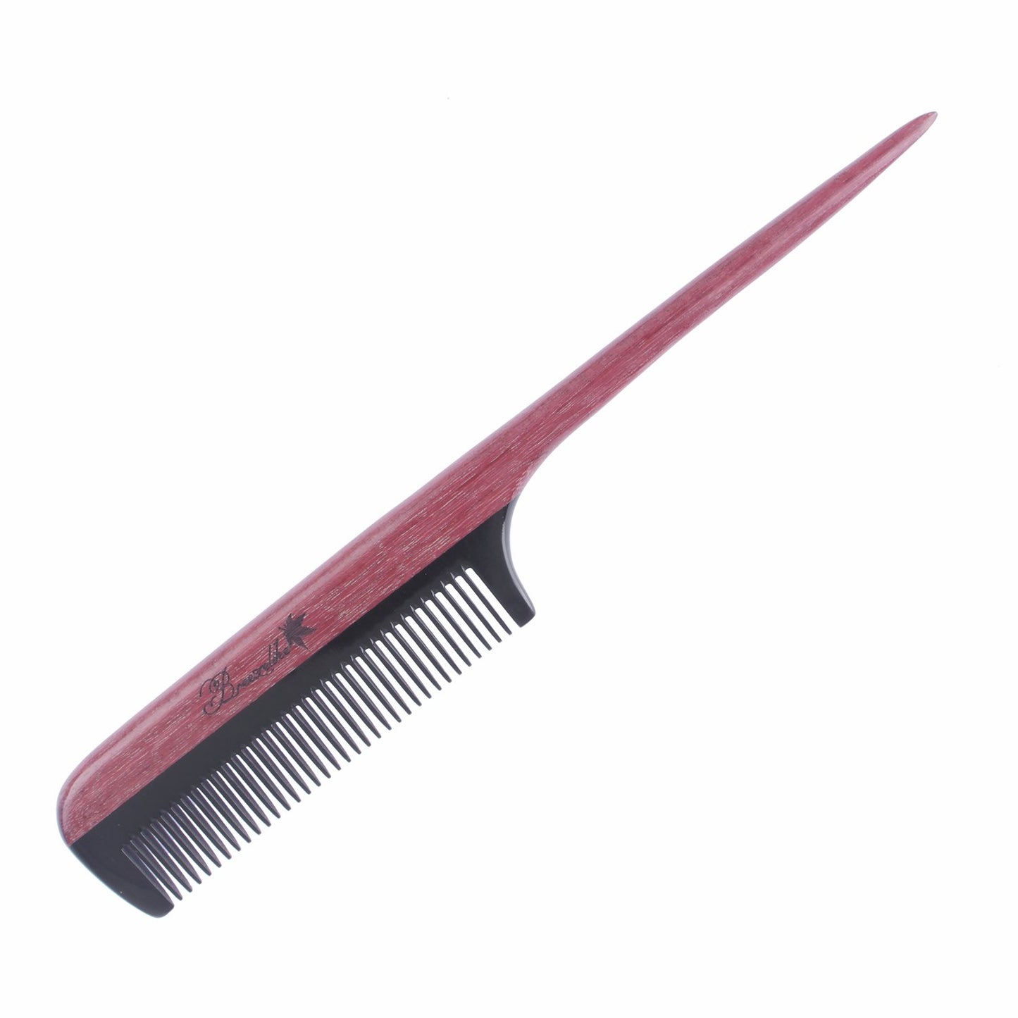Breezelike Hair Combs - Fine Tooth Wooden Tail Comb - No Static Purpleheart Wood Comb with Black Buffalo Horn Teeth