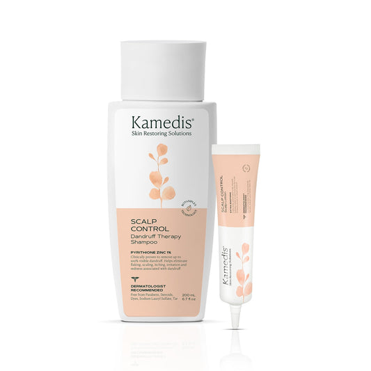 KAMEDIS Anti-Dandruff Therapy Shampoo 6.7 Fl.Oz & Botanical Moisturizer Over-Night Scalp Lotion 1.3 Fl.Oz - For Dry, Itchy, Flaky & Seborrheic Dermatitis Scalp - 2pk