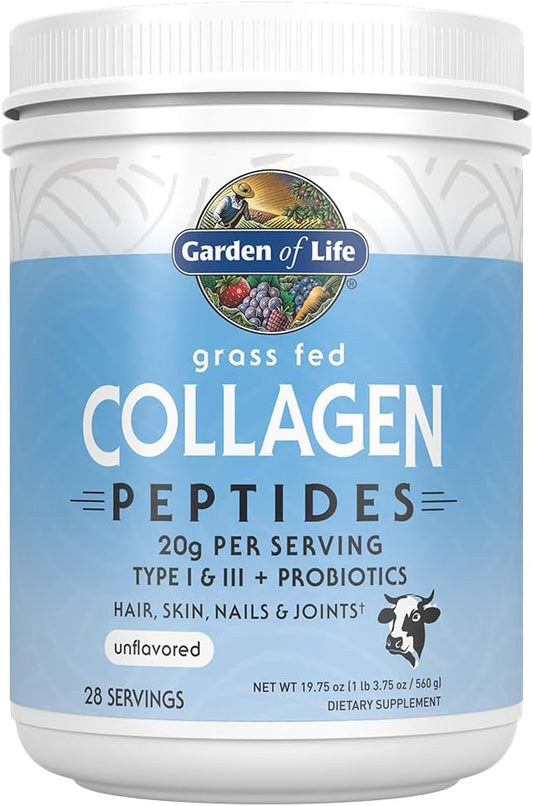 Garden of Life Collagen Peptides Powder - Unflavored Hydrolyzed Protein for Hair, Skin & Joints | 28 Servings