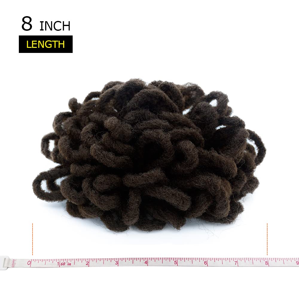 KGBFASS Loc Ponytail Drawstring Dreadlock Bun Petal Curly Faux Locs Braided Ponytails Short Chignon Synthetic Clip in Hair Extensions(4#)