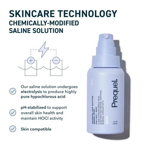Prequel Skin Hypochlorous Acid Spray - pH-Stabilized Facial & Body Cleanser with Minerals | 4oz Fine Mist