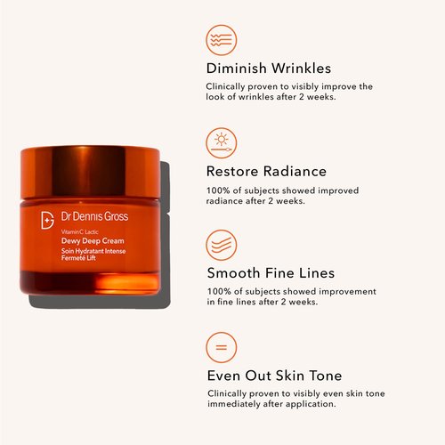 Dr. Dennis Gross Vitamin C Plus Lactic Dewy Deep Cream - Hydrating Facial Moisturizer | 2 oz