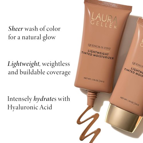Laura Geller New York Quench-N-Tint Tinted Moisturizer - Lightweight Hydration & Natural Glow - 01 Porcelain/Fair