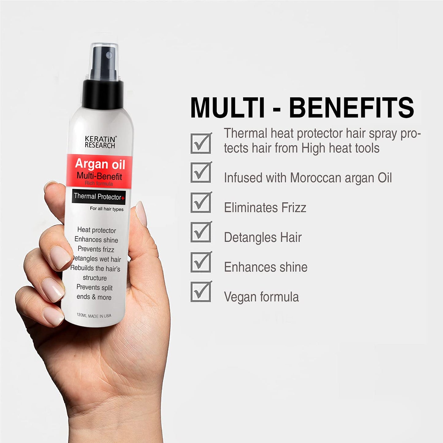 Skiennix Thermal Hair Protector Spray - Enhances Shine, Eliminates Frizz & Detangles | Heat Activated Formula