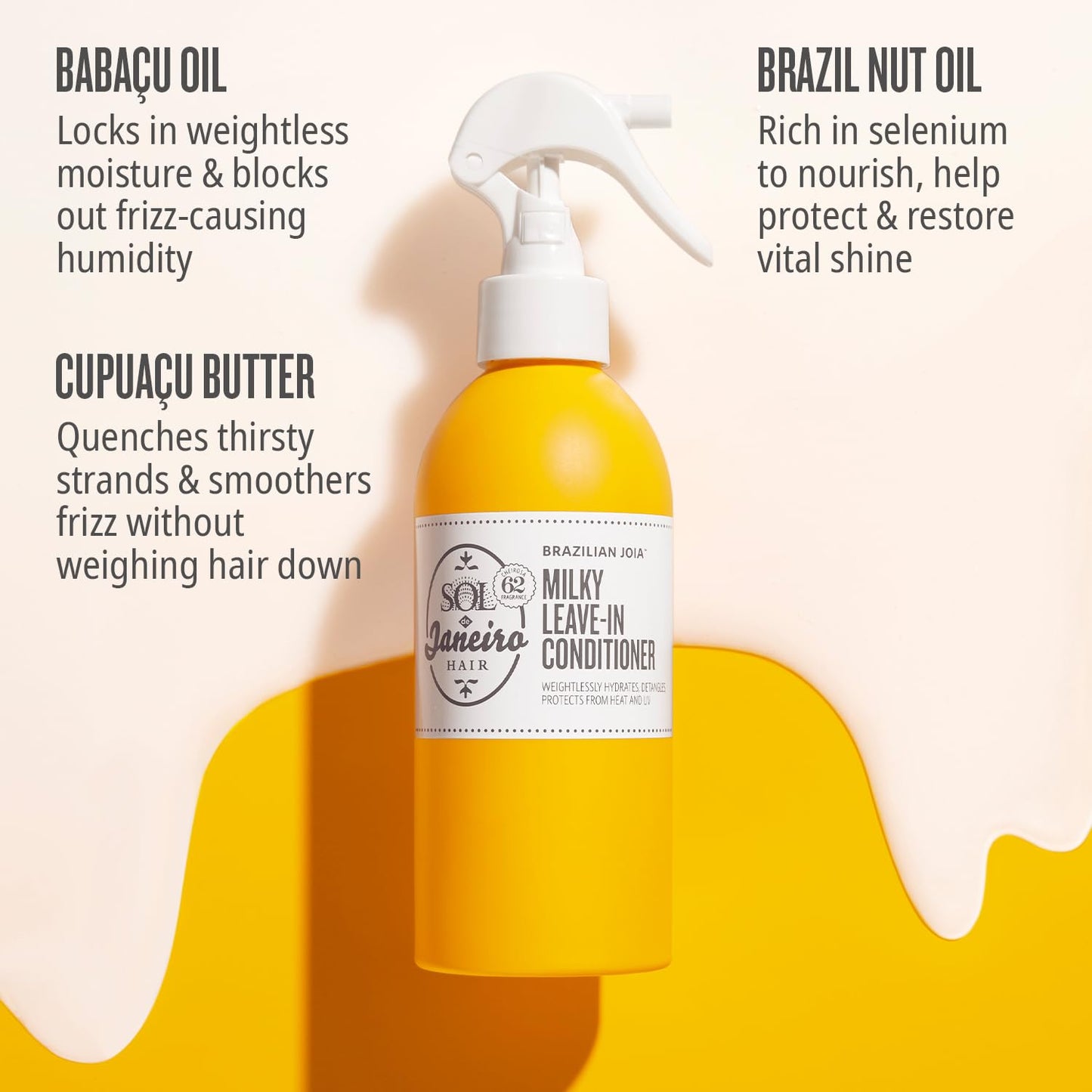 Sol de Janeiro Brazilian Milky Leave-In Conditioner - Frizz Control & Detangling Spray | Heat Protection