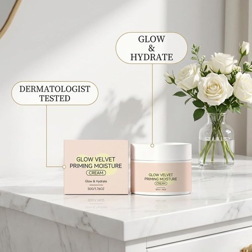 Glow Velvet Priming Moisture Cream - Hydrating Pore Blurring Makeup Primer for Smooth, Long-Lasting Finish (1 pc)