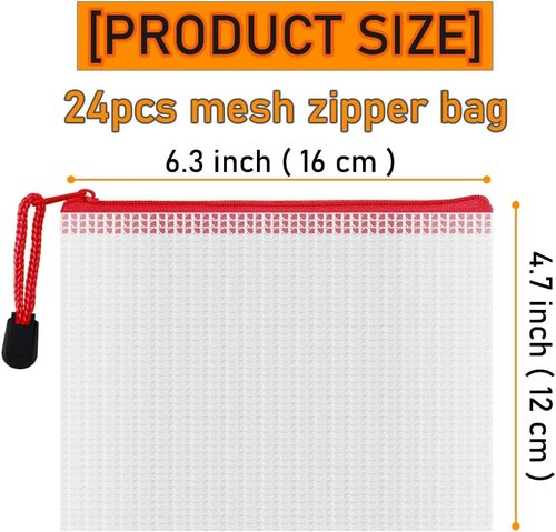 D-KINGCHY 24-Piece Zipper Storage Bag Set - Waterproof Plastic Mesh Pouches for Organization & Travel