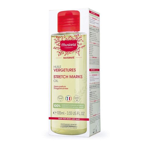 Mustela Maternity Stretch Marks Oil - Natural Avocado, Maracuja & Sunflower Oil - EWG Verified, Vegan - 3.55 fl. oz.