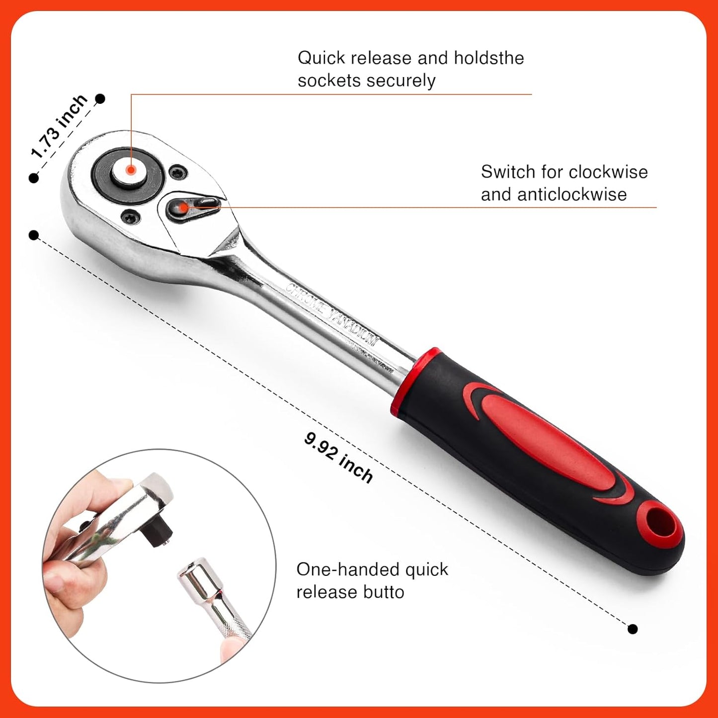 Egofine 21-Piece Ratchet Socket Wrench Set - 3/8 Inch Drive with 19 Sockets (6-24mm) & Quick Release Handle