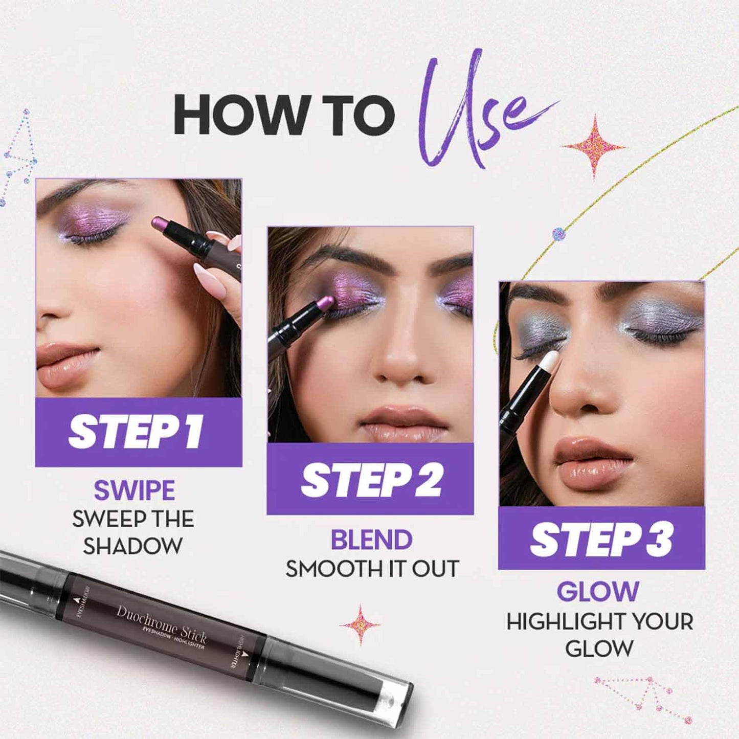 CHARMACY Multichrome Cream Eyeshadow Stick - Waterproof, High Pigment Eye Brightener | Vegan & Cruelty-Free