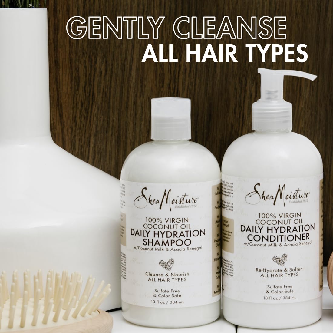 Shea Moisture Daily Hydration Shampoo - Virgin Coconut Oil, Sulfate-Free, 13 oz for All Hair Types