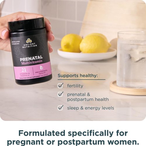 Ancient Nutrition Prenatal Vitamins - Methylated Multivitamin for Women's Fertility Support | 90 Ct