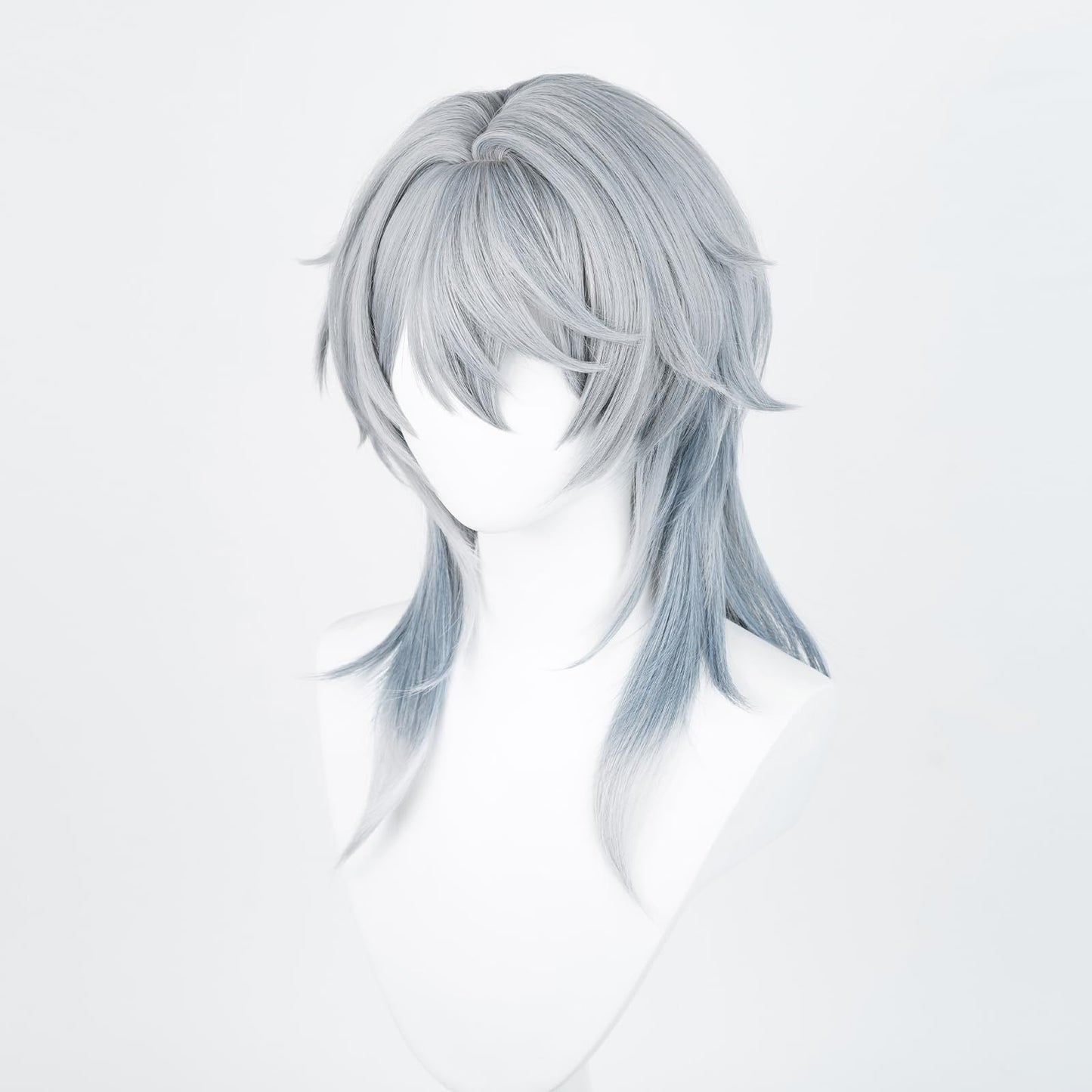 XiongXiongLe Honkai Star Rail Sunday Wig Middle Long Straight Grey Gradient Blue Hair Wigs for Adult Men Cos Anime Game Party Halloween Christmas Comic(Sunday)