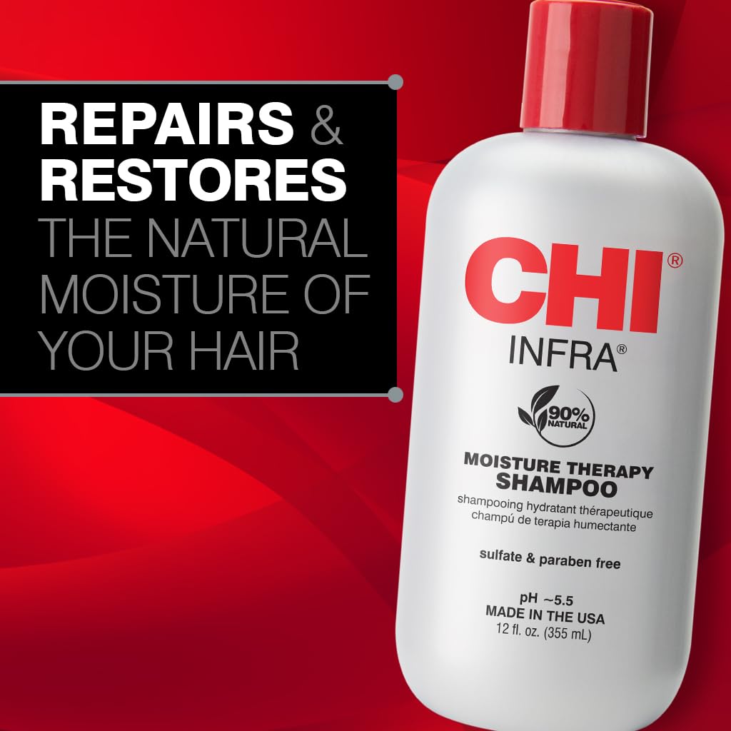 CHI Infra Shampoo - Gentle Cleansing & Hydration for All Hair Types | 12 Oz, Heat Damage Repair, Sulfate-Free