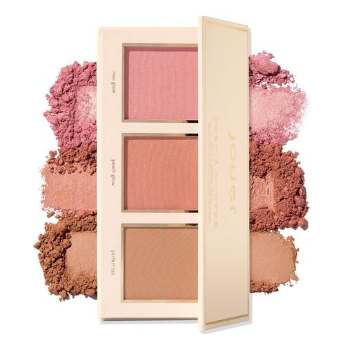 Jouer Prêt-à-Porter Blush & Bronzer Palette - Travel-Friendly 2 Blushes + 1 Bronzer, Talc-Free, 0.42oz