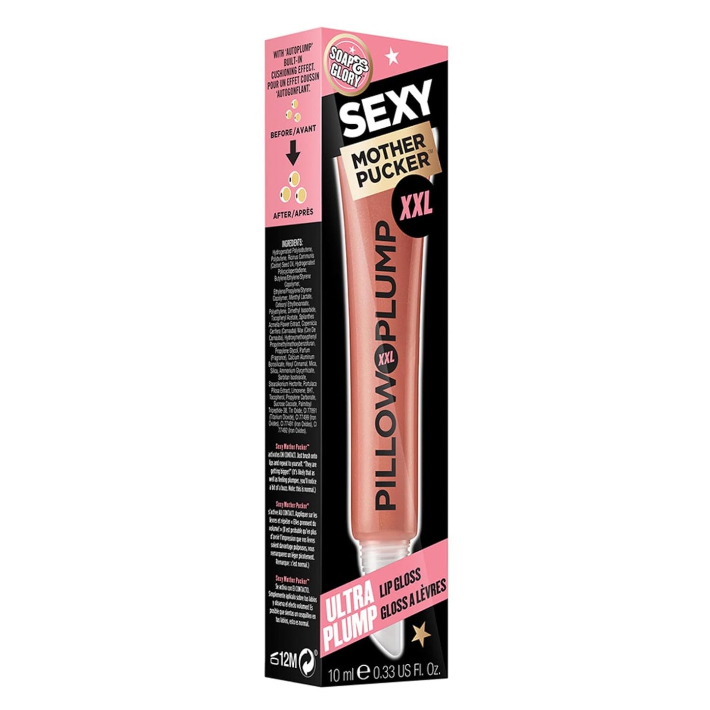 Soap & Glory XXL Pillow Plump Lip Gloss - Hydrating & Volumizing Formula with Chocolate Orange Scent - Nude In Town (10ml)