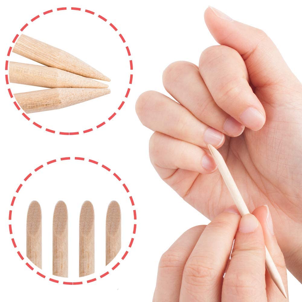 AMOSTBY Nail Art Orange Wood Sticks - 50PCS Multi-Functional Cuticle Pushers for Manicure & Pedicure | 4.5 Inch