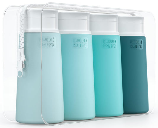 Valourgo Travel Bottles for Toiletries, Tsa Approved 3.4oz Portable Travel Bottles, BPA Free Leak Proof Travel Tubes Refillable Travel Accessories, Travel Accessories with Clear Toiletry Bag, Green