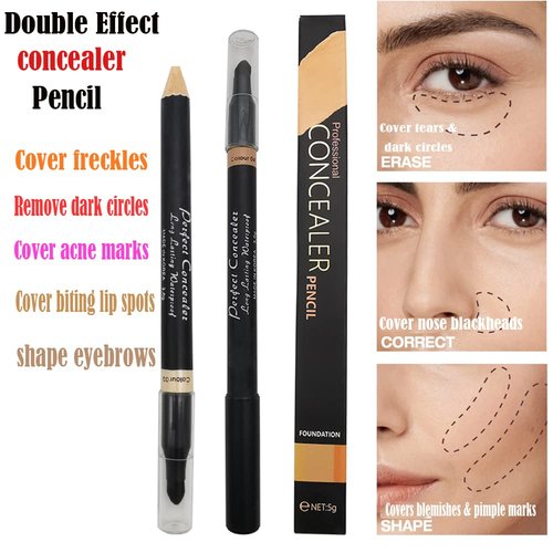 AKARY Concealer Pencil - 2-in-1 Dual-Sided Eyebrow & Face Highlighter Stick | Waterproof for Dark Circles & Acne Marks - Soft Skin Tone