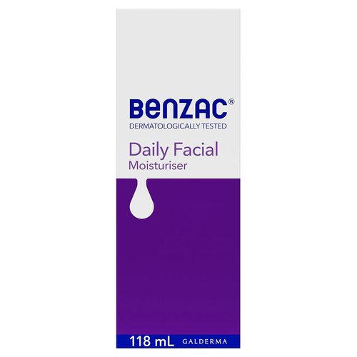 Benzac Daily Facial Moisturizer - Hydrating Formula for All Skin Types | 118ml